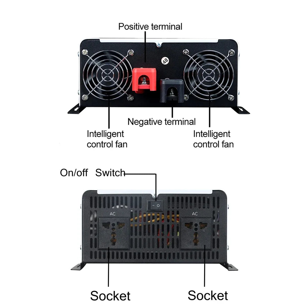 12000W 10000W 8000W Pure Sine Wave Inverter DC 12V 24V 48V 72V 92V To AC 220V 110V Solar Power Bank Inverter Frequency Converter