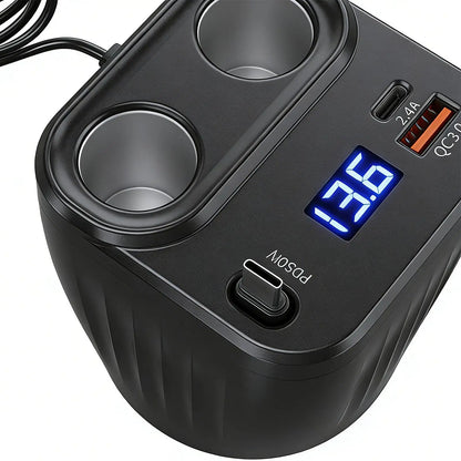 Car Chargers 60W Retractable Cable Anti-Slip Extension 2 Port Charger For Car For Battery Men Women Cell Phone Auto Truck