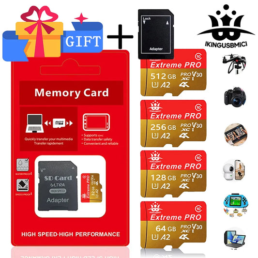 Original- Memory Card 64GB Class 10 TF Card 8GB Mini SD Card 512GB 256GB A2 U3 Micro Cards High Speed TF Cards