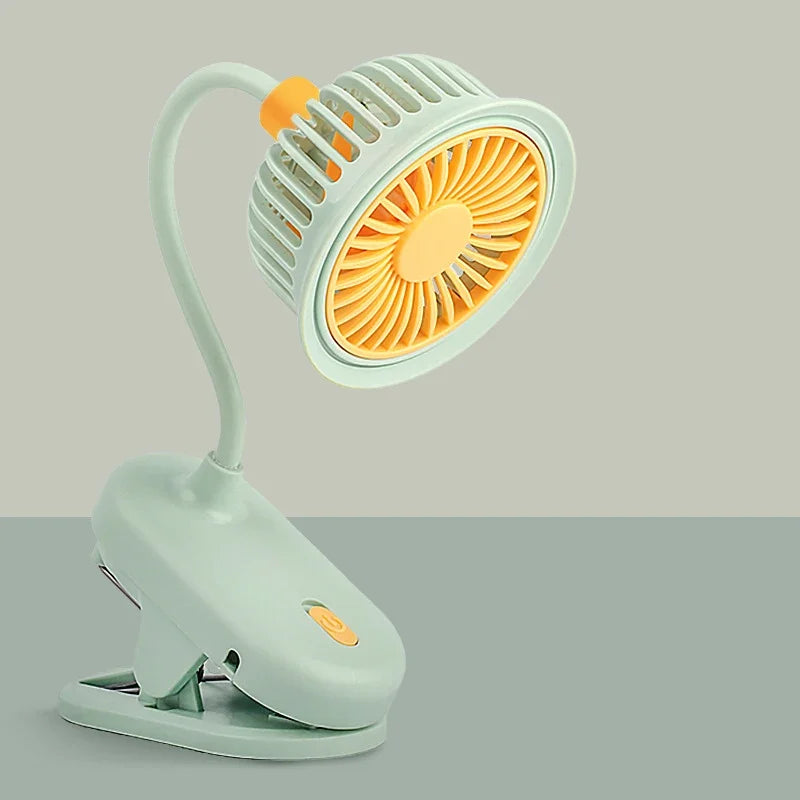 USB Rechargeable Clip on Small Fan 360° Adjustable Battery Powered Mini Fan Strong Wind Flexible Neck Desktop Stroller Quiet Fan