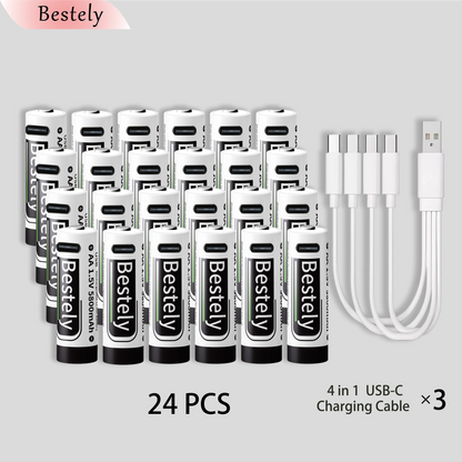 New 1.5V AA 5800mAh Rechargeable Batteries/ Li-ion Battery Long-Lasting/High Capacity Lithium Akku/2000 Cycles with USB-C Cables