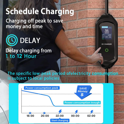 AFEEV 3.5KW 16A 1Phase Portable EV Charger Type1 SAE J1772 Electric Car Charger EVSE Fast Charging Wallbox EV Charging Station