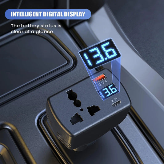 150W Car Inverter DC 12V to AC 220V Converter with Digital Display Type-C Port Adapter for Vehicle Charger Car Power Outlet