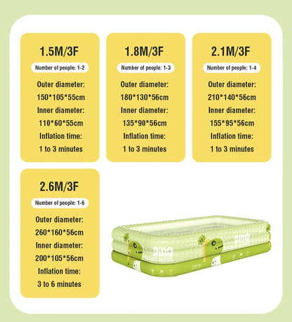 1.8-2.6M PVC Children's Cute Inflatable Swimming Pool for Backyard Home Outdoor Large Pool for Family Baby Indoor Bath Bathtub