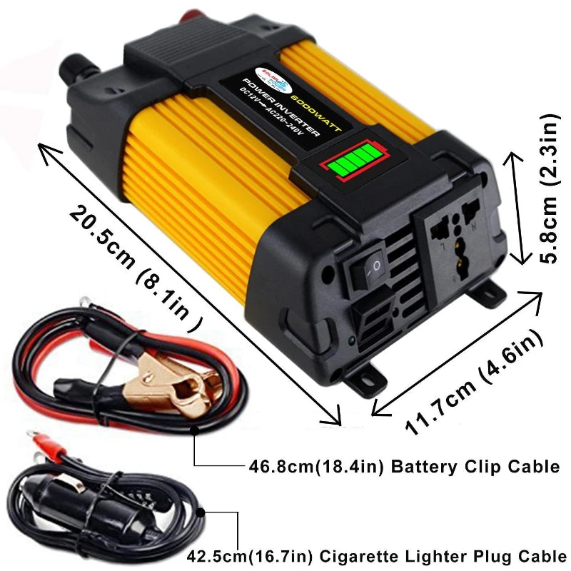 Solar Power Inverters 4000W Modified Sine Wave USB Car Inverter DC 12V 220V 110V LCD Display Transformer Voltage Converter