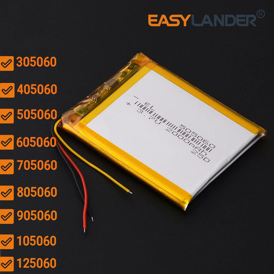 3Lines3.7v 1100mAh~2000mAh Lithium Li-ion Polymer Battery Lipo Batteries 305060 405060 505060 705060 805060 905060 105060 125060