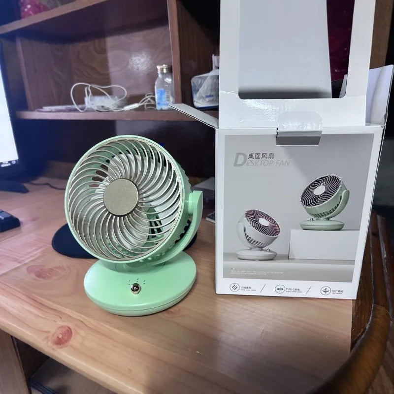 Rechargeable Portable Mini USB Fan Multi Angle Desktop Cooling Fan Indoor Student Dorm Office Household Fan