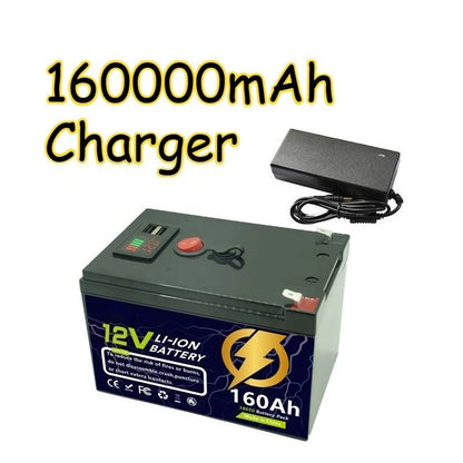 12.6V 160Ah 180Ah 200Ah Large Capacity Lithium Battery for Solar Panel Fishfinder Drive Wheel Lighting Rechargeable Batteries