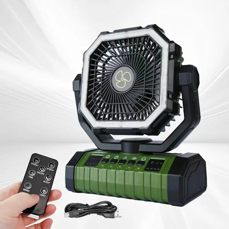 2026 New Hot-Selling Rechargeable Outdoor Camping Fan, 20000mAh Battery-Powered Fan, Long-Life Rechargeable Shaking Head Fan.