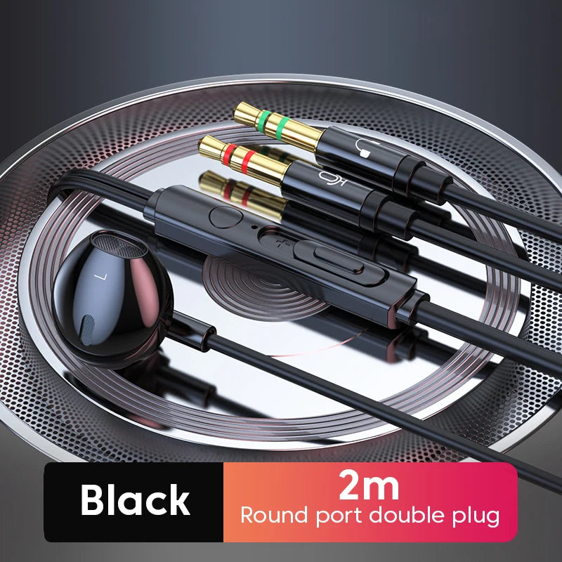 3M/2M Earphones Wired Headphones 3.5mm Audio Microphone Dual Plug For Desktop Computer Headset Gamer PC Earbuds In-Ear Earphone