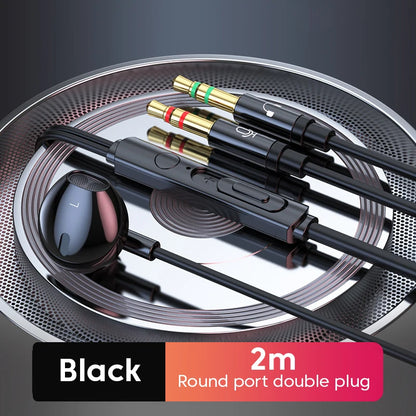3M/2M Earphones Wired Headphones 3.5mm Audio Microphone Dual Plug For Desktop Computer Headset Gamer PC Earbuds In-Ear Earphone
