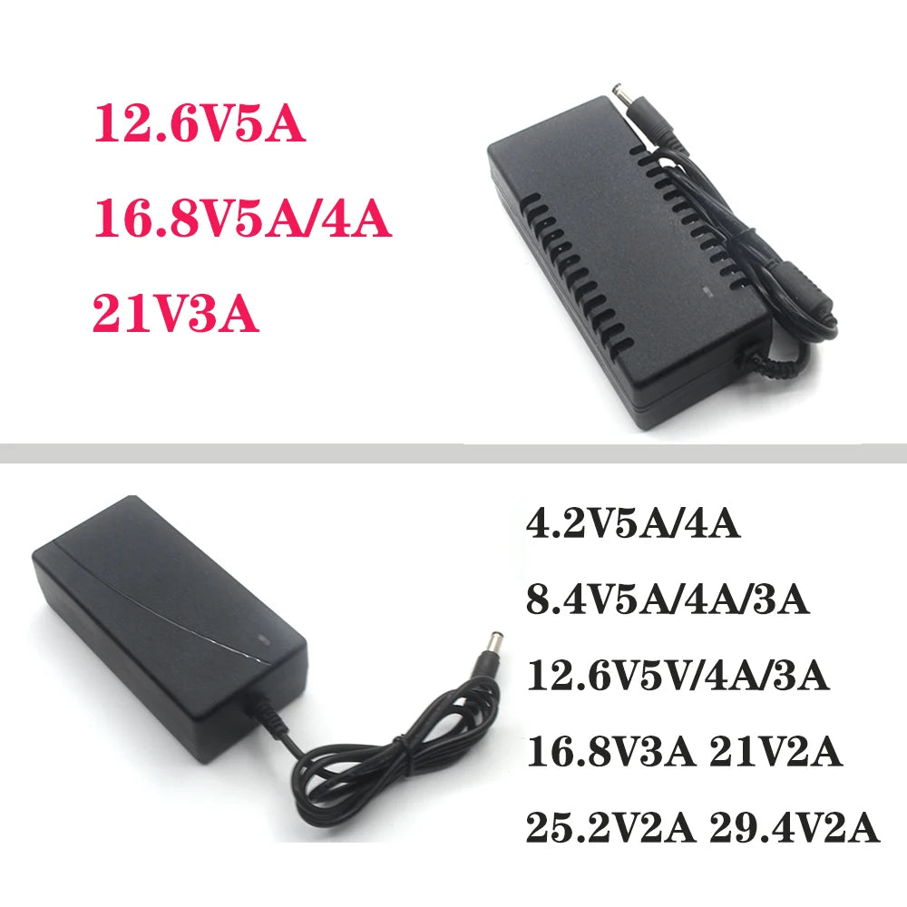 4.2V 8.4V 12.6V 16.8V 3A 5A 21V 2A 3A  Intelligence Lithium Li-ion Battery Charger for Lithium Polymer Battery Pack