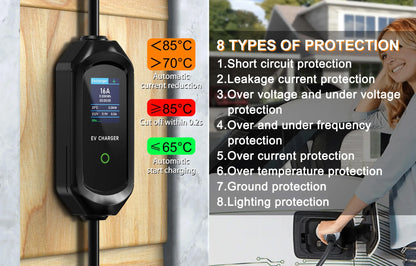 AFEEV 3.5KW 16A 1Phase Portable EV Charger Type1 SAE J1772 Electric Car Charger EVSE Fast Charging Wallbox EV Charging Station