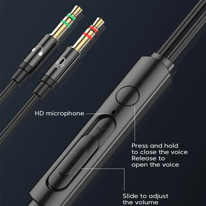 3M/2M Earphones Wired Headphones 3.5mm Audio Microphone Dual Plug For Desktop Computer Headset Gamer PC Earbuds In-Ear Earphone