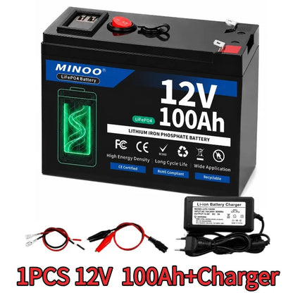 12 V 200Ah LiFePO4 Battery Lithium Iron Phosphate Rechargeable Battery With BMS 6000+ Cycles For Solar RV Marine Energy Storage