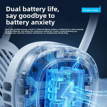 Fan Long Battery Neck Portable No Bladeless Hanging Neck Rechargeable Air Cooler 5 Speed Mini Summer Sport Fan 2000mAh