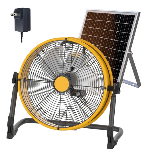 12inch Portable Battery Operated Solar Fan Rechargeable Home Garage Large Factory Fan Portable Indoor Outdoor Fish Camping Fan