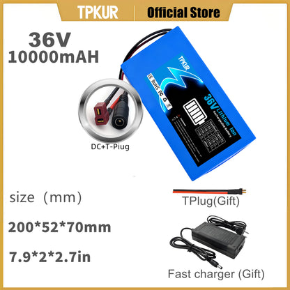 Brand New 36V 10AH 15AH 20AH Lithium Battery Pack, Suitable for 100-1500Watt Motors, with Built-in BMS for Scooters and Bicycles