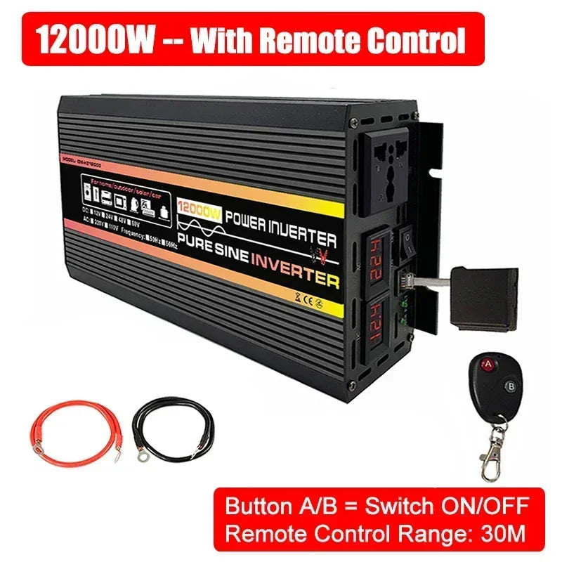 12000W/10000W Pure Sine Wave Power Inverter LED Display Power Inverter Transformer 12V 24V 48V 60V TO 220V Voltage Converter