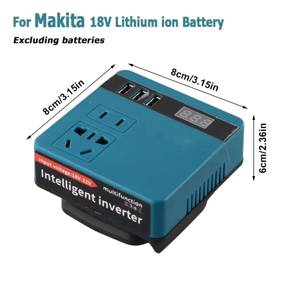 1Pcs 18V 20V To 220V Battery Inverter Dual Plug 120W Smart Transformer Household Multifunctional Outdoor Work Inverter
