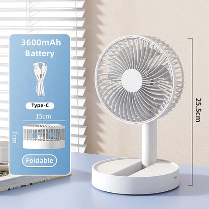 USB Foldable Fan with 4 Speeds ＆ Timing,Battery Operated Mini Fan for Bedroom, Indoor or Outdoor,Table Fan
