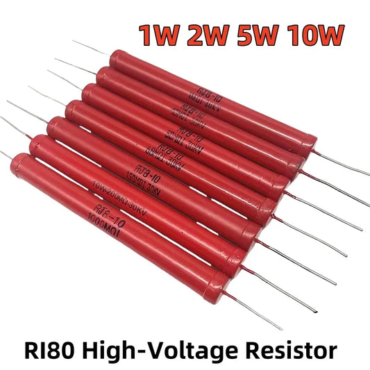 1PCS RI80 High-Voltage Resistor Non-Inductive 1W 2W 5W 10W 1K~500K 1M~500M 1K 2K 5K 10K 30K 50K 100K 150K 200K 1M 2M 3M 5M 10M