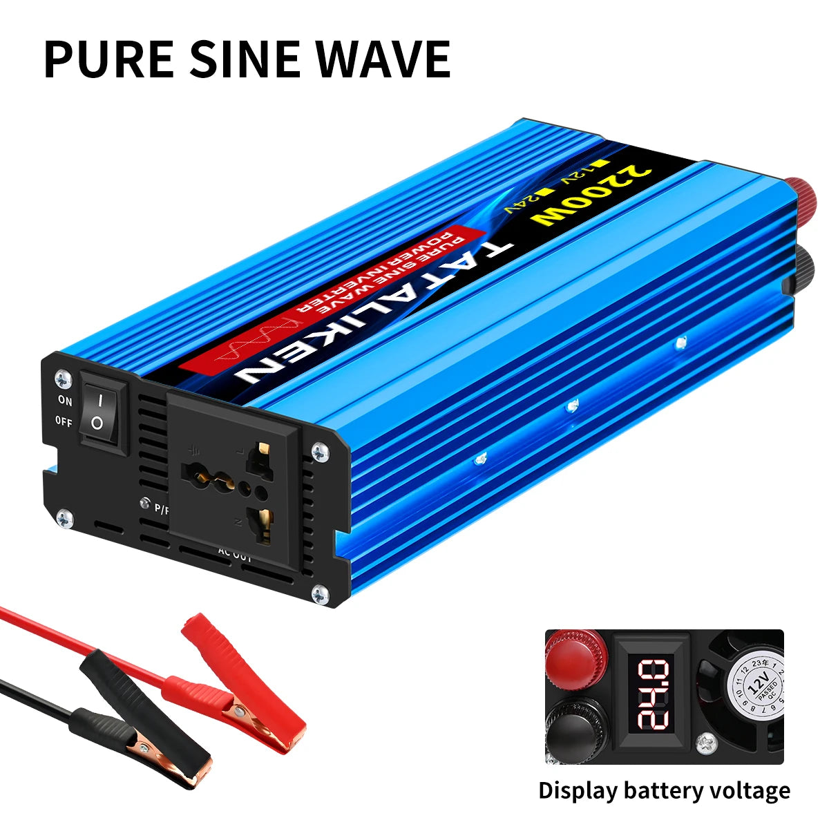 Pure Sine Wave Inverter 1000W-4000W DC 12V and 24V to AC 220V 50hz Power Inverter Charger  Adapter Universal Socket