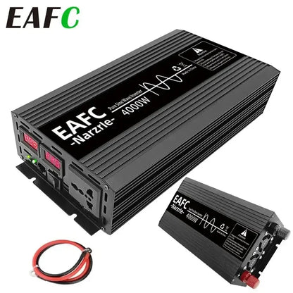 Pure Sine Wave Inverter 2000W 3000W 4000W Portable Power Bank Converter Solar Inverter DC12V To AC 220V for Car Home Outdoor