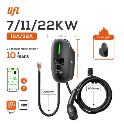 Lifl Electric Vehicle Wall Charger Fast Charging Station Type2 GBT for Electric Cars Wall-Mounted EV Charging Station