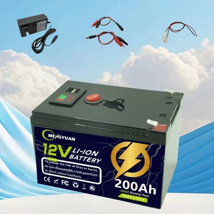 12V 200Ah Lithium LiFePO4 Deep Cycle Battery 4000+ Cycles Rechargeable Battery for Solar/Wind Power Small UPS Lighting More