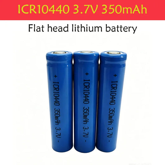3.7V 350mAh ICR10440 Lithium Ion Battery - Button Top, Reusable & Long-Lasting for Flashlights, Headlamps， Pen Light