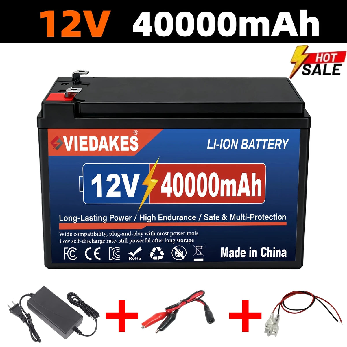 12V 200Ah LiFePO4 Lithium Battery, Deep 4000+ Cycle Built-in BMS for Camping Power Supply, Boat, Spray, E-Wheel, Fish Finder☽