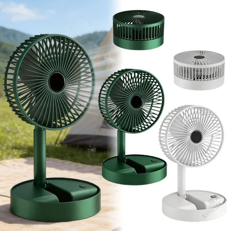 USB Charge Mini Foldable Extendable Fan Long Battery Portable Quiet Cool Fan for Dorm Home Office Indoor Desktop Cooling Gadget