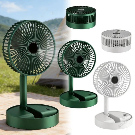 USB Charge Mini Foldable Extendable Fan Long Battery Portable Quiet Cool Fan for Dorm Home Office Indoor Desktop Cooling Gadget