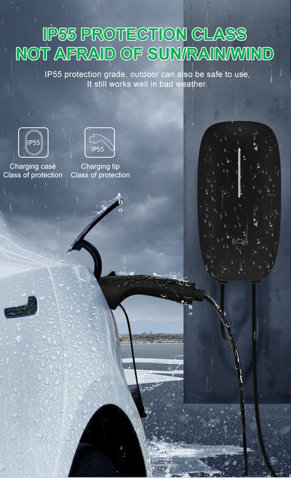 32A EV Charging Station 7KW 1Phase Electric Vehicle Charger Type2 EVSE Wallbox IEC62196-2 EV Charge Type 2 with 5M Cable