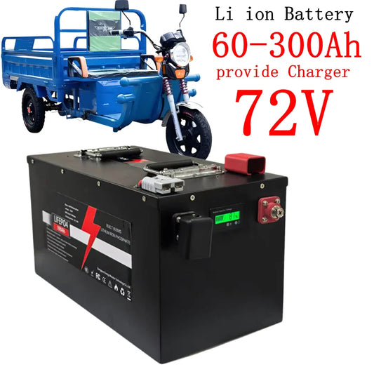 72V150Ah Lithium Battery 60Ah 100Ah 120Ah 180Ah 200Ah 280Ah 300Ah Li-ion for 7KW 14KW Scooter Motorcycle Tricycle Hybrids
