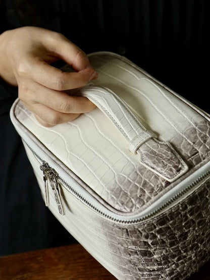 First layer cowhide crocodile pattern Makeup Bag Large Capacity Women Travel Toiletry Carry Case Classic Organizr Cosmetic pouch