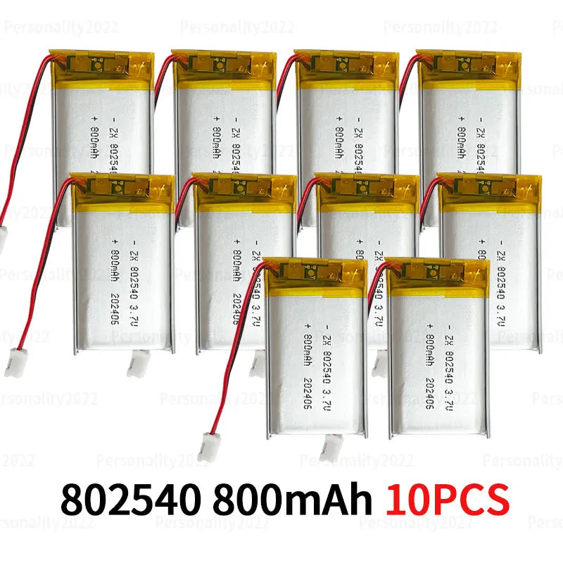 Lithium Battery Li Polymer Batteries 800mAh 3.7V 802540 Lipo 082540 for Flashlight Remote Controller Handheld Fans 1pcs-10PCS
