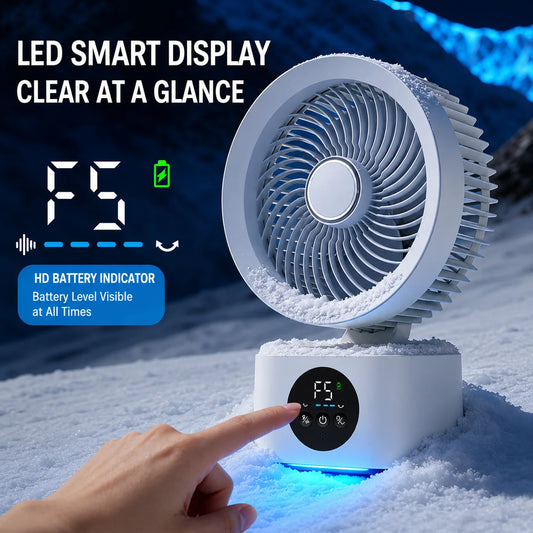 2026 New Portable Air Circulation Fan Rechargeable AI Voice Control 5 Speed Auto Oscillating Desktop Wall Mount Hanging Fan Home