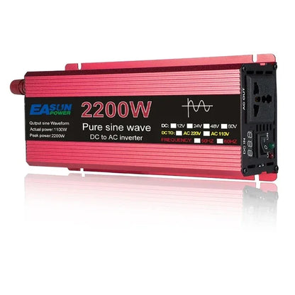 1000W 1600W 2200W 3000W Pure Sine Wave Inverter DC 12V 24V To AC 110V 220V Voltage Transformer Power Converter Solar Car Inverte