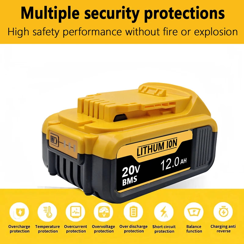 New High-power For DEWALT 20vbattery DCB200 DCB205 DCB206 * power tool 18V battery 3AH 8AH 12AH  batteries DCD805
