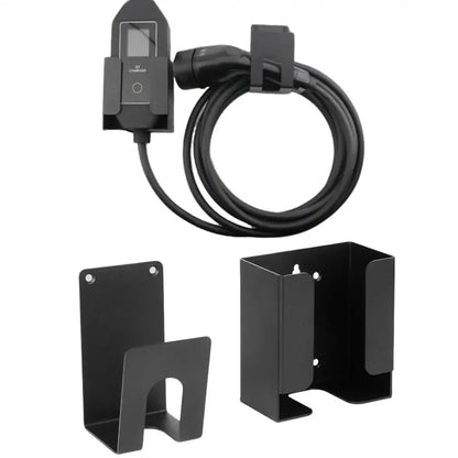 EV Charger Holder, Wall-Mounted Bracket Set, Compatible with SAE J1772 Connector & J-Hook