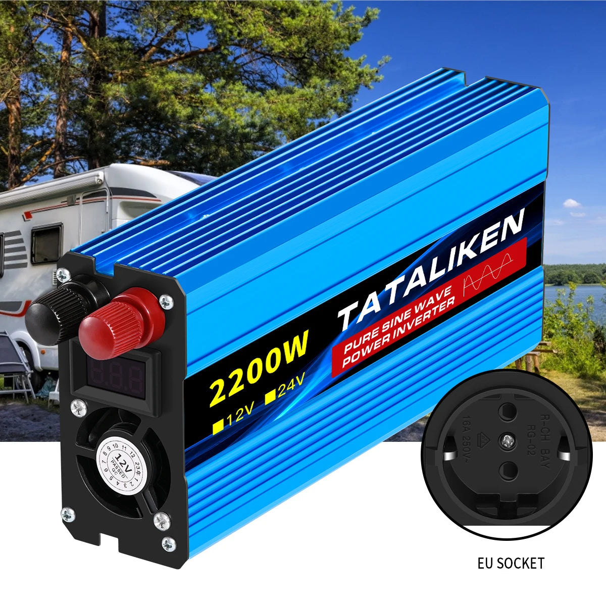 Pure Sine Wave Inverter 1000W-4000W DC 12V and 24V to AC 220V 50hz Power Inverter Charger  Adapter Universal Socket