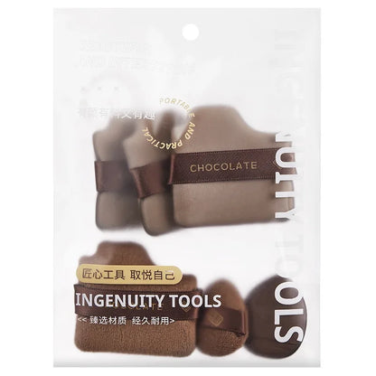 6pcs Dual-Use Cosmetics Puff Set Chocolate Cookie Soft Powder Puff Dry and Wet Foundation Air Cushion Makeup Sponge Beauty Tool