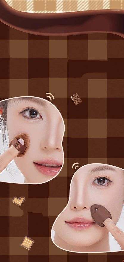 6pcs Dual-Use Cosmetics Puff Set Chocolate Cookie Soft Powder Puff Dry and Wet Foundation Air Cushion Makeup Sponge Beauty Tool