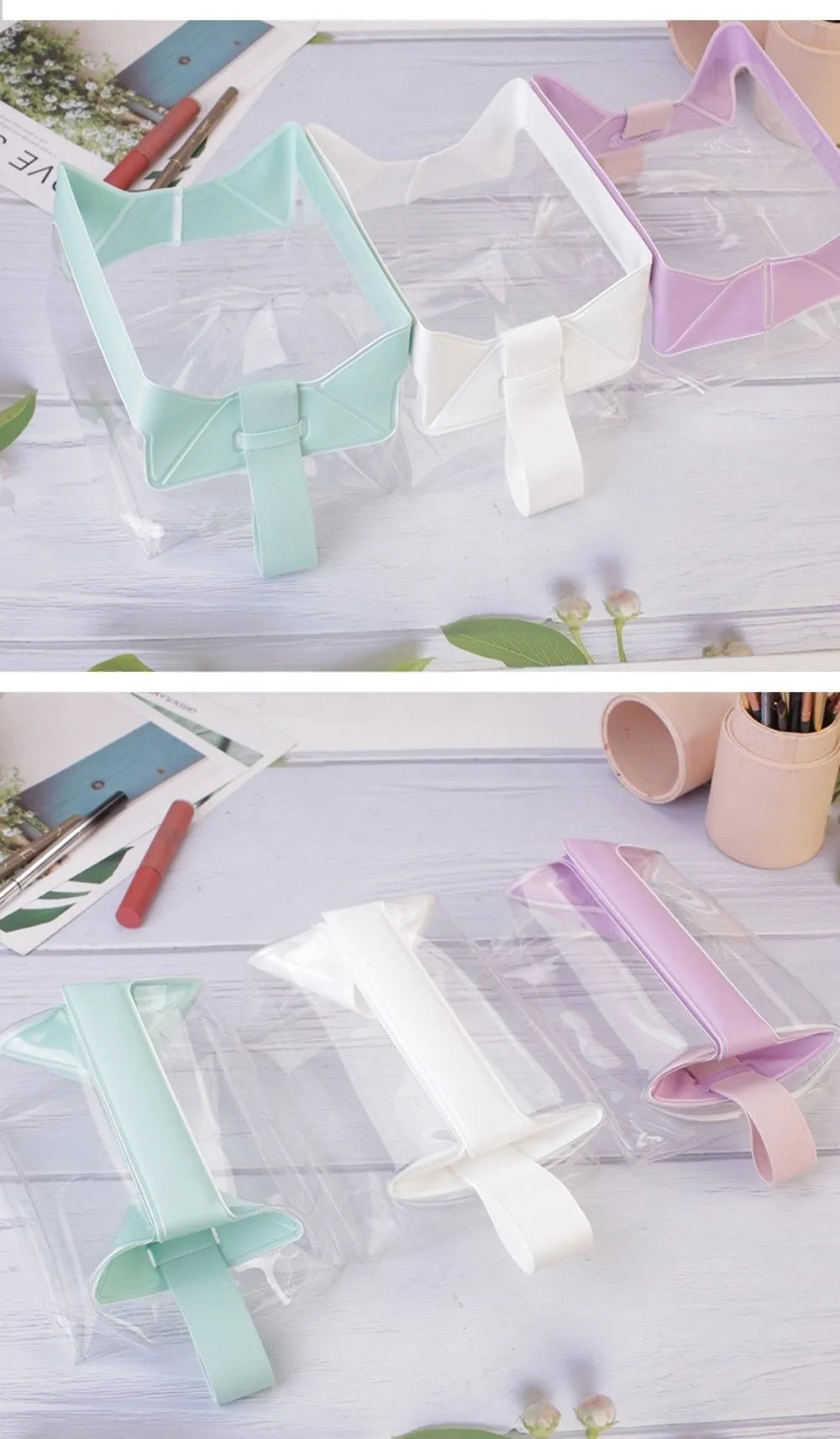 Clear Toiletry Bags with Magnetic Closure Leak-proof Makeup Bag Large Capacity PVC Cosmetic Pouch for Women Men Traveling
