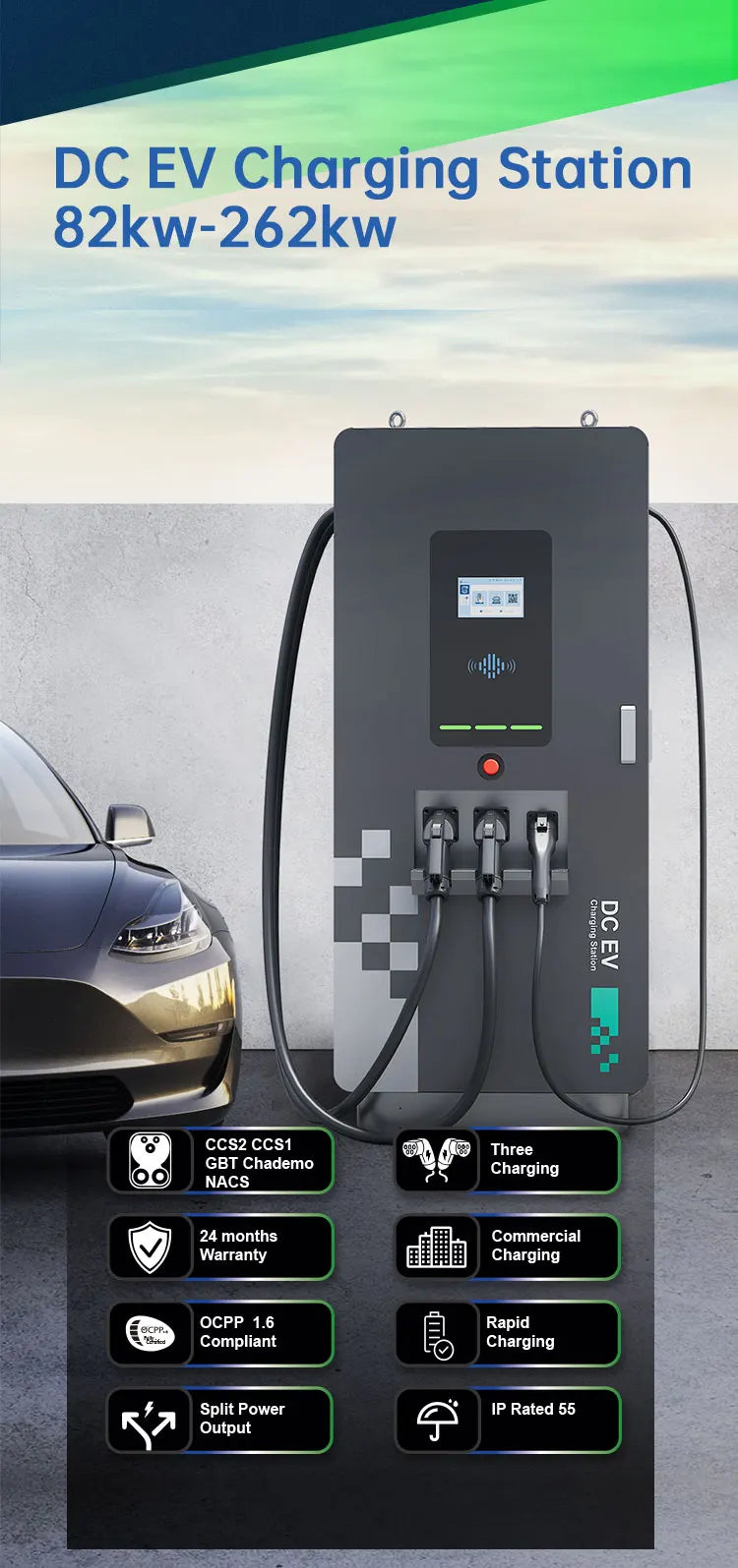 Customized Ev Ccs2 Dc Chargers Ev Charger Level 3 80kw 160kw 200KW 260KW Dc Fast Charging Station for Electric Vehicles