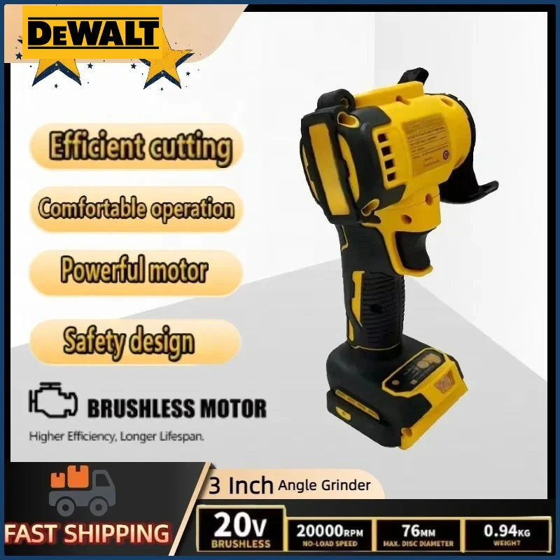 DeWALT 3 Inch Mini Angle Grinder Cordless Polishing Grinding Machine Electric Cutting Power Tools For Dewalt 20V Battery