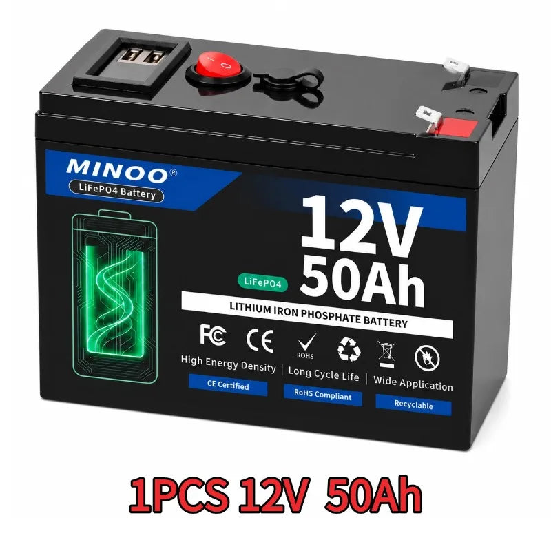 12V 200Ah 21700 Lithium Battery Pack With LED Power Display BMS For Sprayer Solar Storage Camping Backup Power