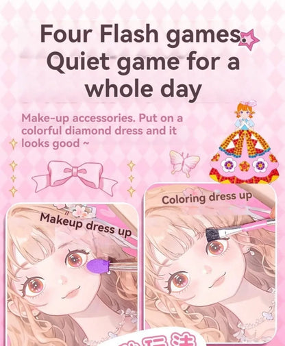 New 3 in 1 DIY Princess Makeup Set Diamond Sticker Princess Dress Up Book Gifts Paper Art Craft Kits Children